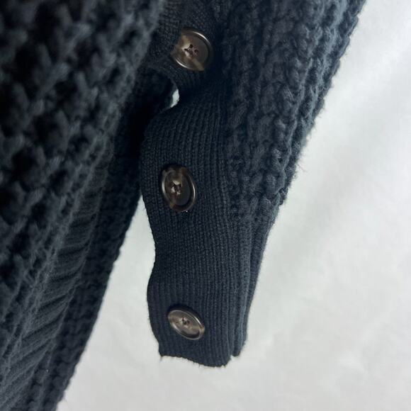 J. Crew Black Button Sleeve Turtleneck Oversized Crochet Poncho Sweater Size S - Picture 8 of 10